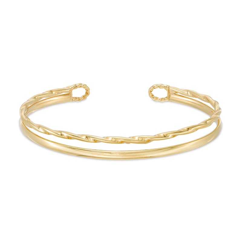 Twisted Double Open Bangle in 10K Gold