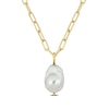 Thumbnail Image 0 of 13.0-13.5mm Baroque Freshwater Cultured Pearl Paper Clip Necklace in Sterling Silver with 18K Gold Plate