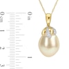 Thumbnail Image 2 of 9.0-10.0mm Oval Golden South Sea Cultured Pearl and 0.07 CT. T.W. Diamond Cap Pendant in 14K Gold-17"