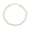 5.0-7.0mm Freshwater Cultured Pearl and Paper Clip Chain Double Strand Necklace in Sterling Silver with 18K Gold Plate