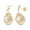 Thumbnail Image 0 of 12.0-12.5mm Baroque Golden South Sea Cultured Pearl and 0.05 CT. T.W. Diamond Vine Drop Earrings in 14K Gold