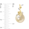 12.0-12.5mm Baroque Golden South Sea Cultured Pearl and 0.05 CT. T.W. Diamond Vine Drop Earrings in 14K Gold