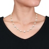 6.5-8.5mm Freshwater Cultured Pearl Bead Station Necklace in Sterling Silver with 18K Gold Plate