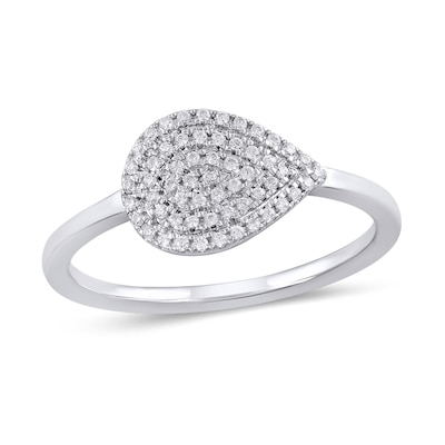 0.15 CT. T.W. Pear-Shaped Multi-Diamond Sideways Teardrop Ring in 10K White Gold