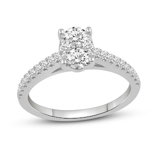 0.69 CT. T.W. Oval-Shaped Multi-Diamond Engagement Ring in 14K White Gold