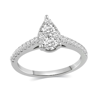 0.69 CT. T.W. Pear-Shaped Multi-Diamond Engagement Ring in 14K White Gold