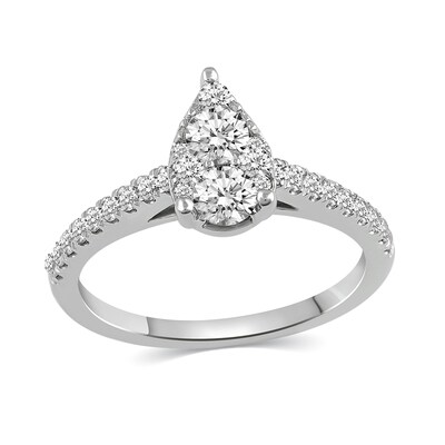 0.69 CT. T.W. Pear-Shaped Multi-Diamond Engagement Ring in 14K White Gold