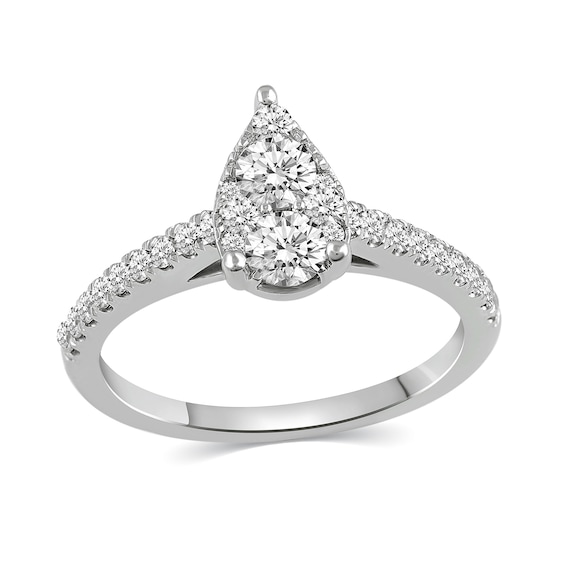 0.69 CT. T.W. Pear-Shaped Multi-Diamond Engagement Ring in 14K White Gold