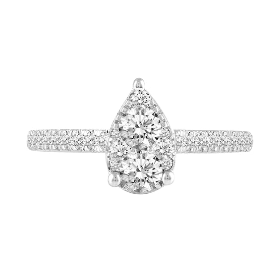 0.69 CT. T.W. Pear-Shaped Multi-Diamond Engagement Ring in 14K White Gold