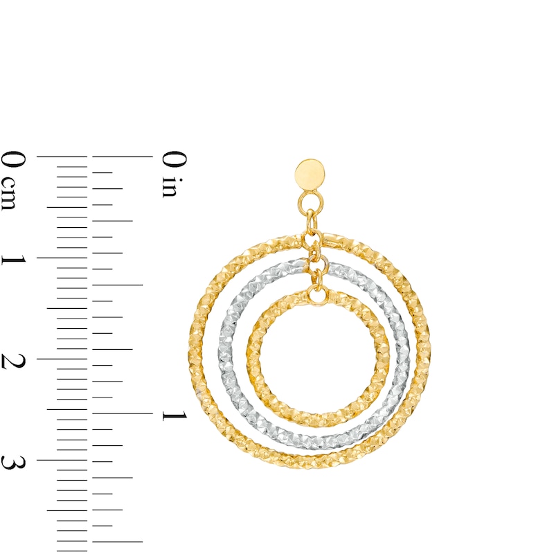 Italian Gold Diamond-Cut Layered Beaded Circle Drop Earrings in 18K Two-Tone Gold|Peoples Jewellers