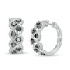 Thumbnail Image 0 of 1.75 CT. T.W. Black and White Diamond Double Row Zig-Zag Hoop Earrings in 10K White Gold