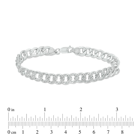 Men's 0.50 CT. T.W. Diamond Cuban Curb Chain Bracelet in Sterling Silver – 8.5"