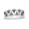 Thumbnail Image 0 of 0.98 CT. T.W. Black and White Diamond Double Row Zig-Zag Ring in 10K White Gold