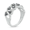 Thumbnail Image 2 of 0.98 CT. T.W. Black and White Diamond Double Row Zig-Zag Ring in 10K White Gold