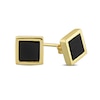 Men's 5.3mm Square Onyx Stud Earrings in Sterling Silver and Yellow Rhodium