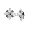 Thumbnail Image 0 of 0.38 CT. T.W. Black and White Diamond Flower Stud Earrings in 10K White Gold