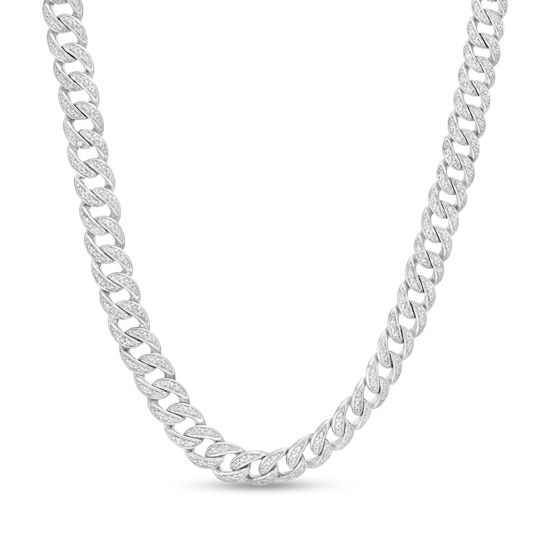 Men's 1.50 CT. T.W. Diamond Cuban Curb Chain Necklace in Sterling Silver - 22"|Peoples Jewellers
