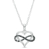 Thumbnail Image 0 of 0.145 CT. T.W. Black Diamond Infinity Wrapped Heart Pendant in Sterling Silver