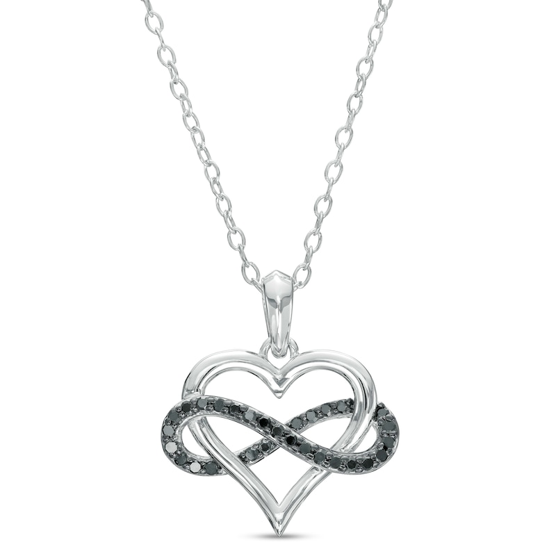 0.145 CT. T.W. Black Diamond Infinity Wrapped Heart Pendant in Sterling Silver|Peoples Jewellers