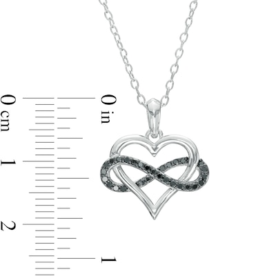 0.145 CT. T.W. Black Diamond Infinity Wrapped Heart Pendant in Sterling Silver