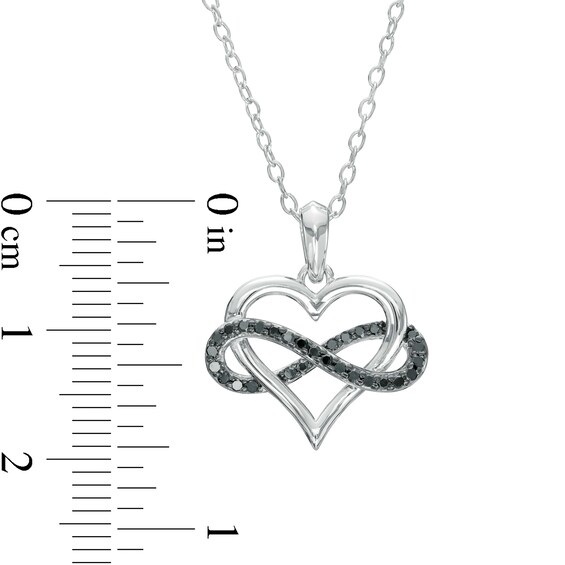 0.145 CT. T.W. Black Diamond Infinity Wrapped Heart Pendant in Sterling Silver