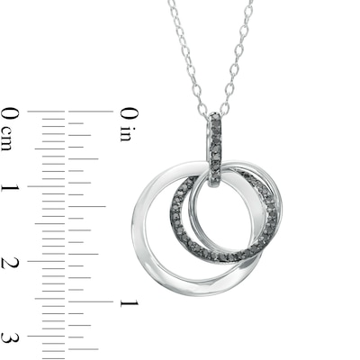 0.21 CT.T.W. Black Diamond Interlocking Circles Trio Pendant in Sterling Silver