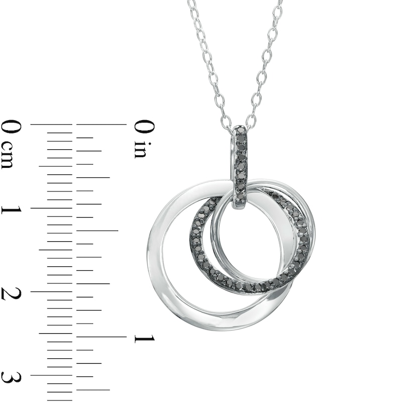 0.21 CT.T.W. Black Diamond Interlocking Circles Trio Pendant in Sterling Silver