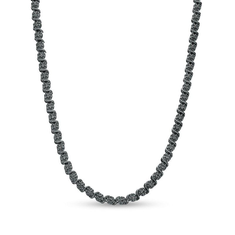 0.52 CT. T.W. Black Diamond "S" Link Tennis Necklace in Sterling Silver with Black Rhodium - 17"|Peoples Jewellers