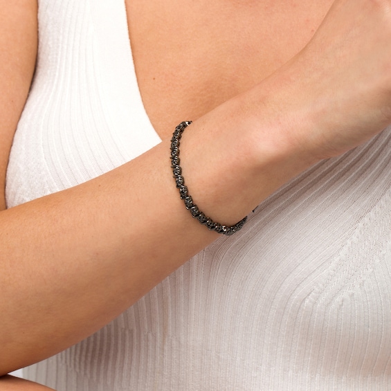 0.95 CT. T.W. Black Diamond "S" Link Tennis Bracelet in Sterling Silver with Black Rhodium - 7.25"