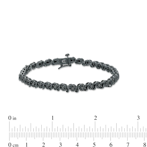 0.95 CT. T.W. Black Diamond "S" Link Tennis Bracelet in Sterling Silver with Black Rhodium - 7.25"