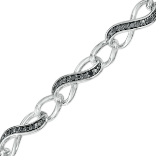 0.23 CT. T.W. Black Diamond Infinity Chain Link Bracelet in Sterling Silver