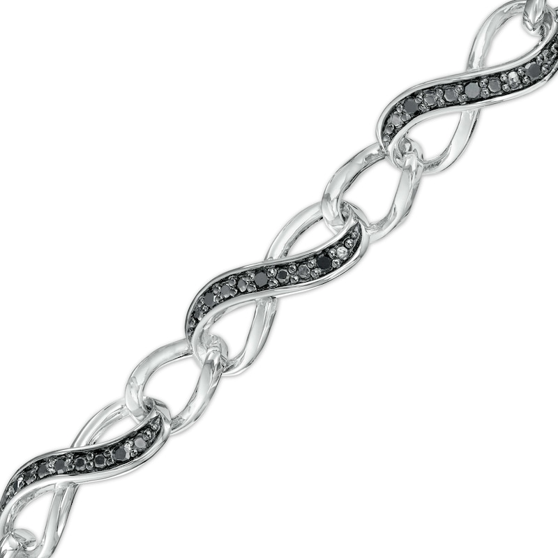0.23 CT. T.W. Black Diamond Infinity Chain Link Bracelet in Sterling Silver|Peoples Jewellers