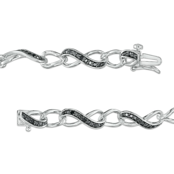 0.23 CT. T.W. Black Diamond Infinity Chain Link Bracelet in Sterling Silver