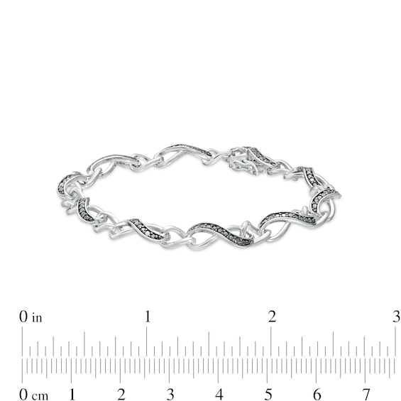 0.23 CT. T.W. Black Diamond Infinity Chain Link Bracelet in Sterling Silver