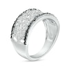 0.145 CT. T.W. Black and White Diamond Beaded Four-Point Star Pattern Band in Sterling Silver and Black Rhodium