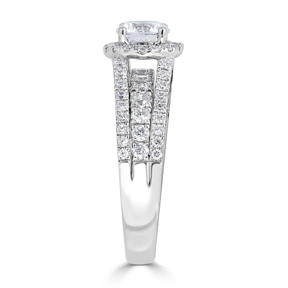 1.52 CT. T.W. Diamond Frame Triple Row Engagement Ring in 14K White Gold