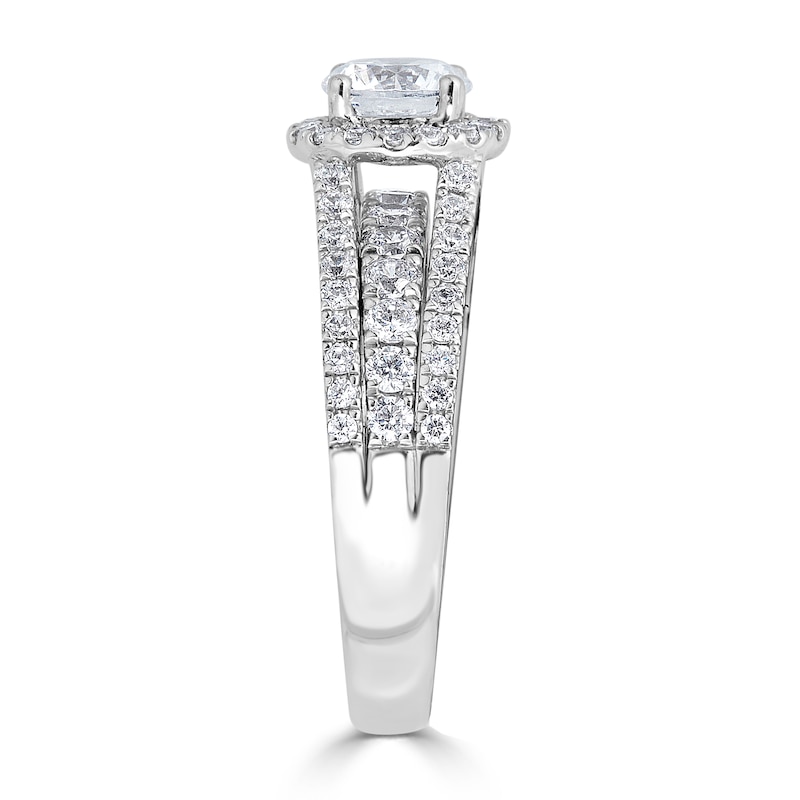 1.52 CT. T.W. Diamond Frame Triple Row Engagement Ring in 14K White Gold|Peoples Jewellers