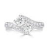 0.70 CT. T.W. Diamond Graduated Bypass Two Stone Engagement Ring in 14K White Gold