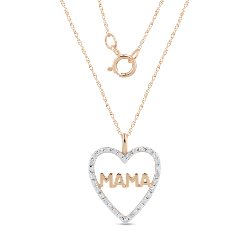 0.086 CT. T.W. Diamond "MAMA" Heart Outline Pendant in 10K Rose Gold|Peoples Jewellers