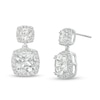 Thumbnail Image 0 of Cushion-Cut White Lab-Created Sapphire Frame Double Drop Earrings in Sterling Silver