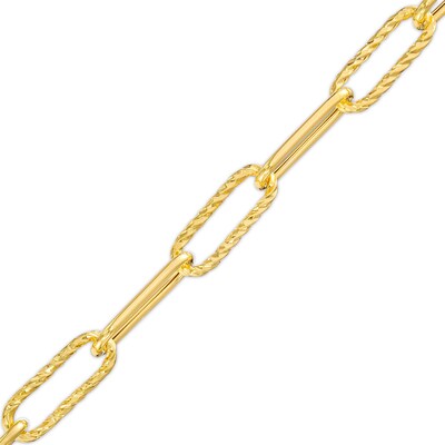 1.0mm Paper Clip Link Chain with Heart Bracelet in Hollow 14K Gold – 7.25"