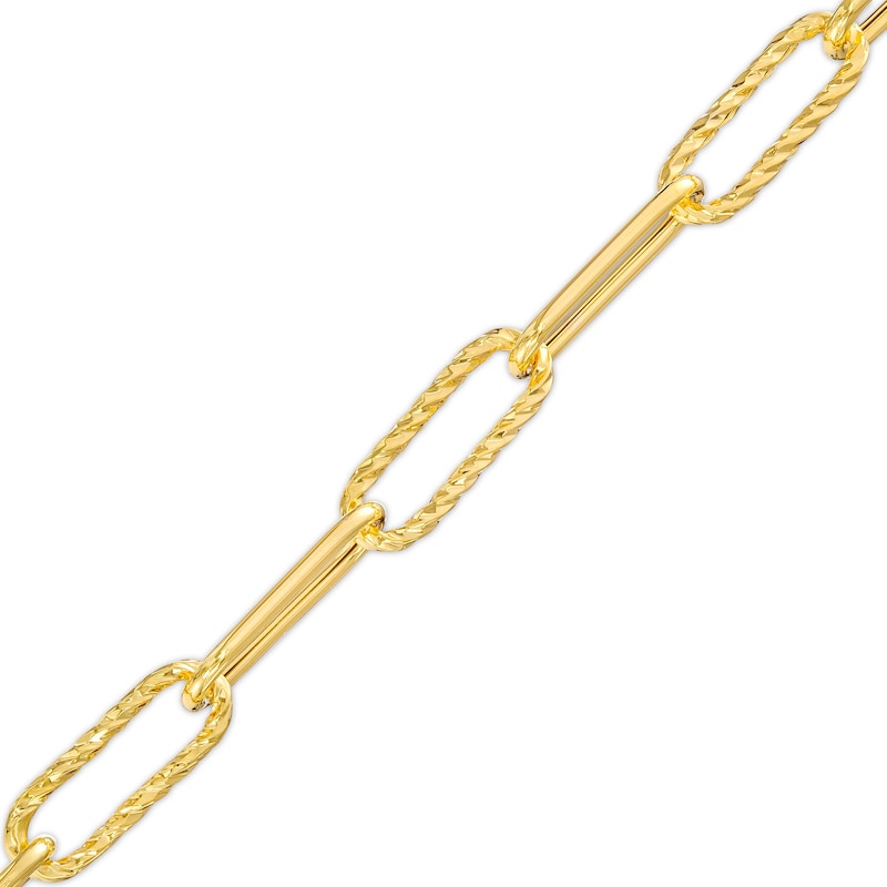 Italian Gold 1.0mm Paper Clip Link Chain with Heart Bracelet in Hollow 14K Gold – 7.25"|Peoples Jewellers