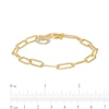 Thumbnail Image 3 of Italian Gold 1.0mm Paper Clip Link Chain with Heart Bracelet in Hollow 14K Gold – 7.25"