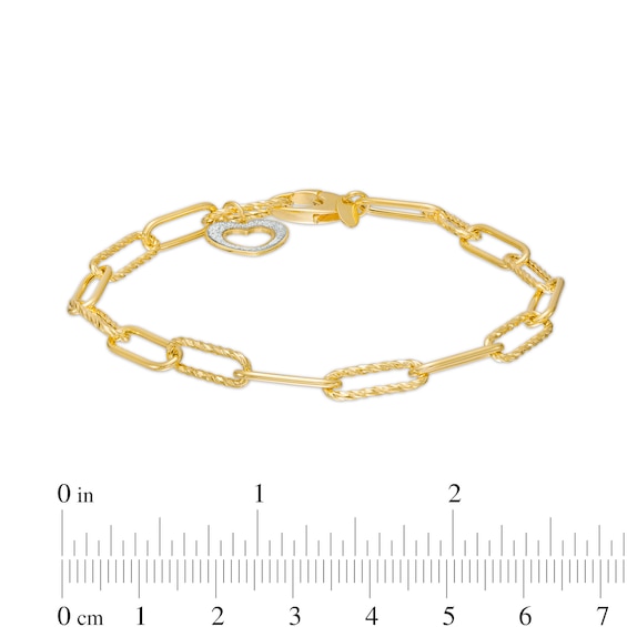 1.0mm Paper Clip Link Chain with Heart Bracelet in Hollow 14K Gold – 7.25"