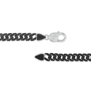 Men's 0.25 CT. T.W. Black Diamond Cuban Curb Chain Bracelet in Sterling Silver – 8.5"