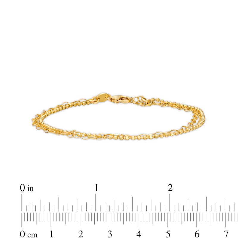 Italian Gold Cable, Bead and Link Mix Chain Triple Strand Bracelet in 18K Gold – 7.5"|Peoples Jewellers