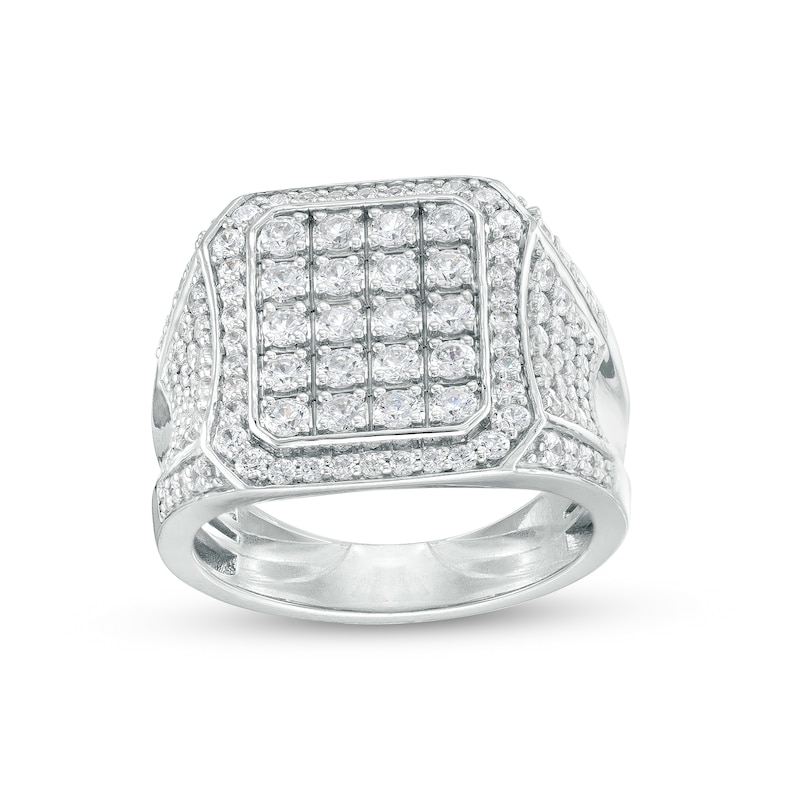 Men's 1.95 CT. T.W. Octagon-Shaped Multi-Diamond Concave Frame Ring in 10K White Gold|Peoples Jewellers
