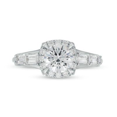 1.50 CT. T.W. Certified Lab-Created Diamond Frame Engagement Ring in 14K White Gold (F/I1)