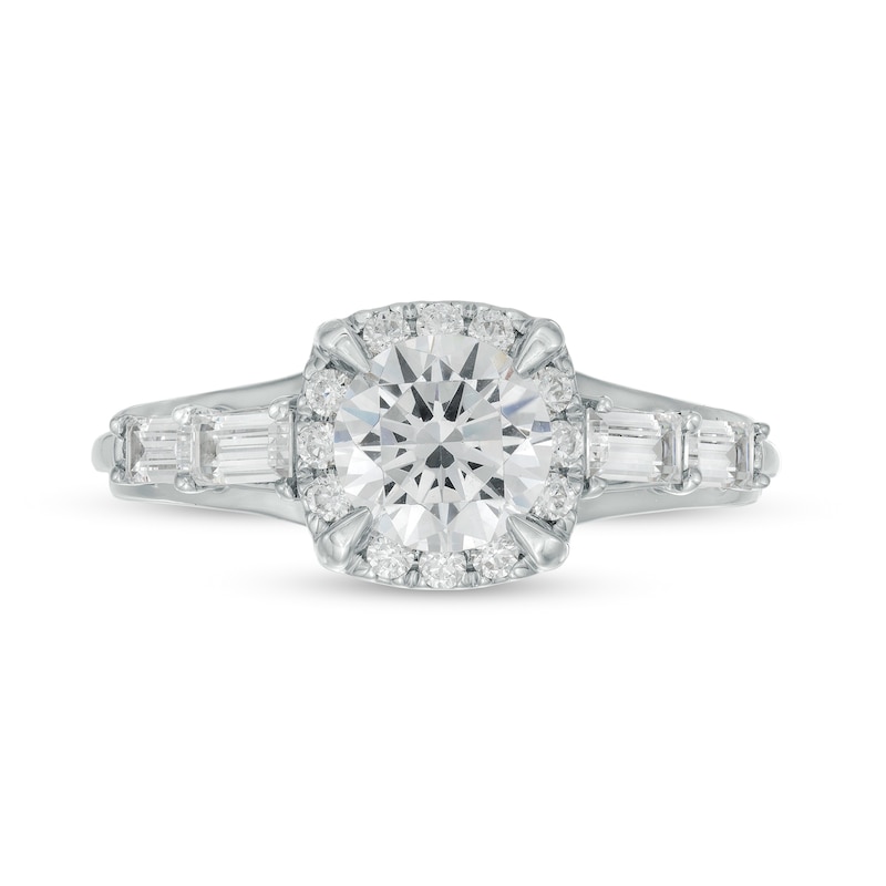 1.50 CT. T.W. Certified Lab-Created Diamond Frame Engagement Ring in 14K White Gold (F/I1)|Peoples Jewellers