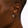 Pear-Shaped Peridot and White Lab-Created Sapphire Butterfly Outline Silhouette Stud Earrings in Sterling Silver